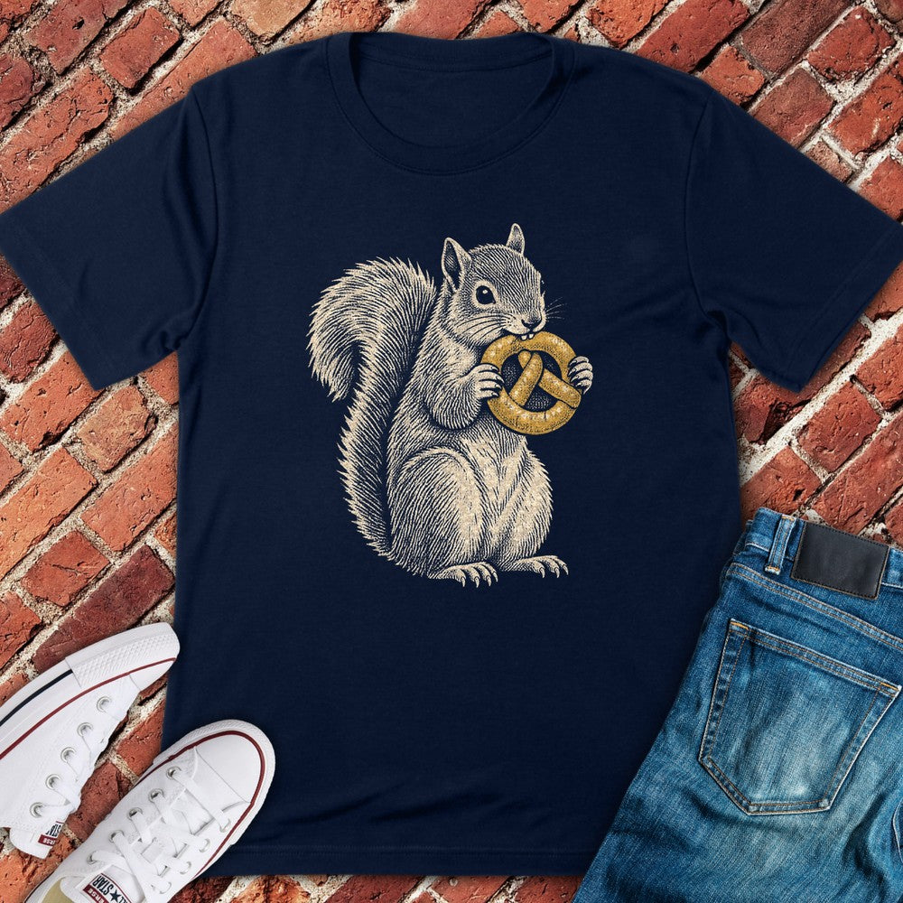 Pretzel Squirrel T-Shirt - Navy
