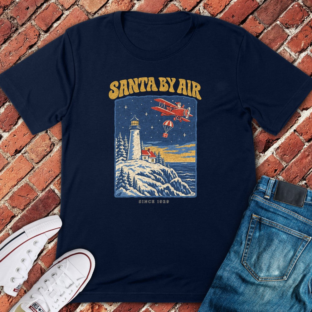 Lighthouse Santa T-Shirt - Navy