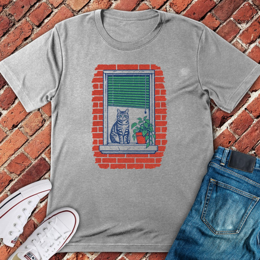 Window Cat T-Shirt - Sport Grey
