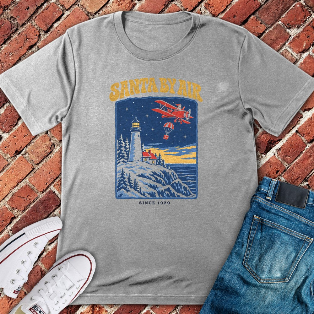 Lighthouse Santa T-Shirt - Sport Grey