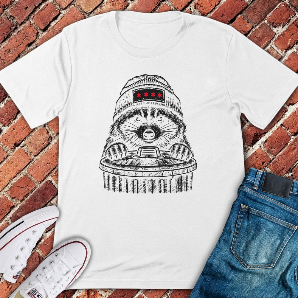 Beanie Raccoon T-Shirt - White
